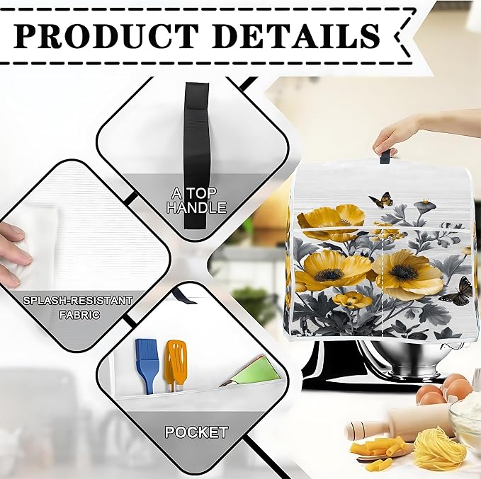 Mixer Dust Cover for 8.5-9.5 Qt Stand Mixer, Cloth Cover - Image 3