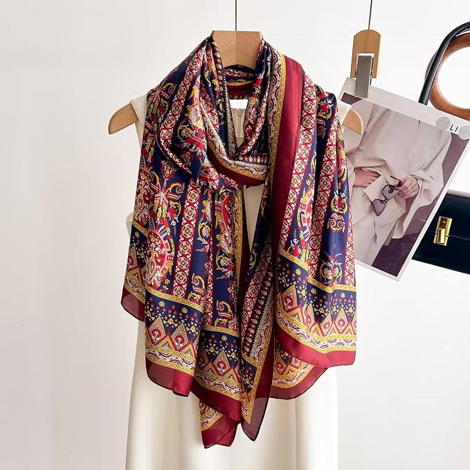 Fashion Scarves Scarf 100% Silk Feeling Scarf Silk Like Scarves Long - Image 3