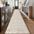 KUTA Long Hallway Runner Rug 2.6x18 Non-Slip Washable, Moroccan Vintage Beige by KUTA