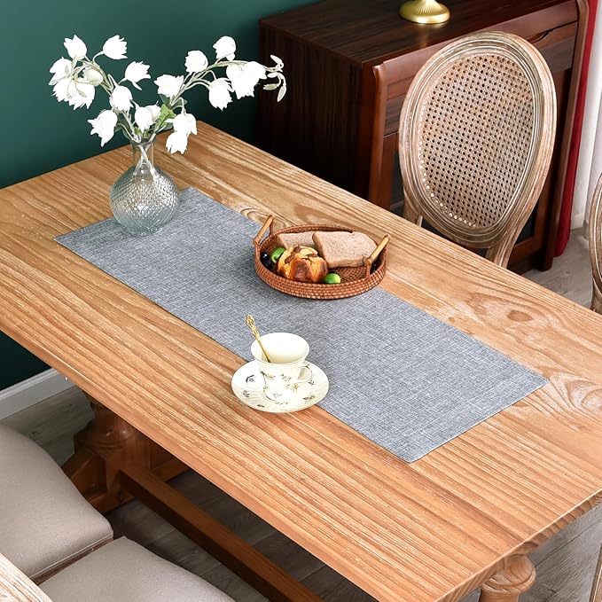 NEWISHER Farmhouse Rustic Table Runner Solid Grey Rectangular Table Runners by Newisher