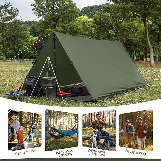 Camping Tarp Tent Portable Multifunctional Bushcraft Backpacking Tear-Resistant - Image 6