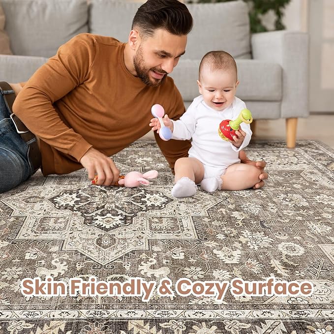Vintage Living Room Area Rug 5x8 - Image 3