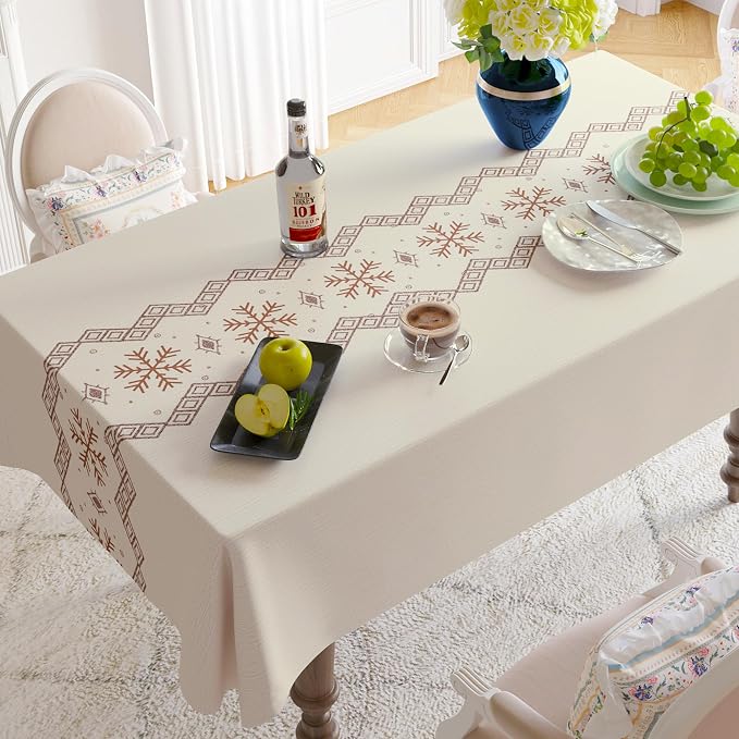 Square Table Cloth, 100% Waterproof Tablecloth Oil Proof Spill Proof Vinyl - Image 7