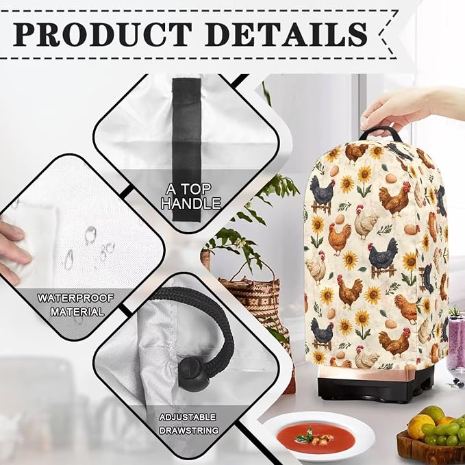 Cute Rooster Blender Dust Cover, Stand Mixer or Coffee Maker Appliance Covers - Image 5