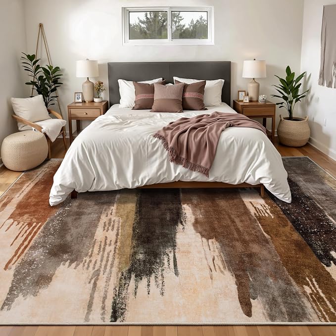 Ciicool Modern Abstract Brown Black Rug - Image 2
