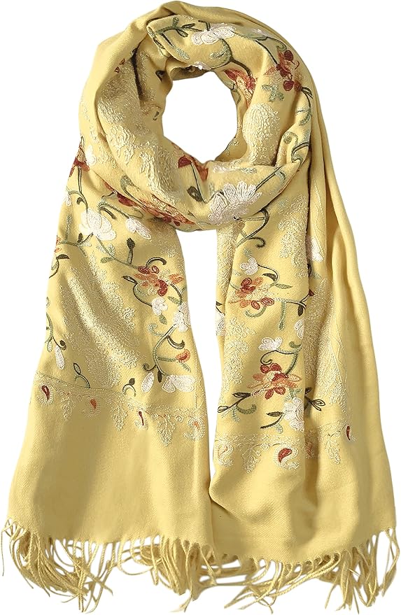 Urban CoCo Women's Embroidered Tassel Long Shawl Oversize Scarf Wraps by UrbanCoCo