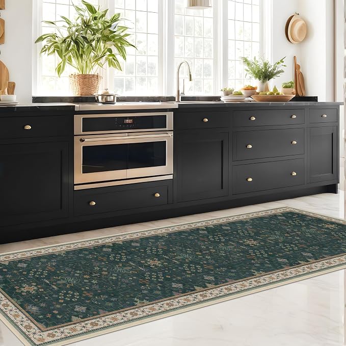 Vintage Dark Green 2x10 Kitchen Rug - Image 7