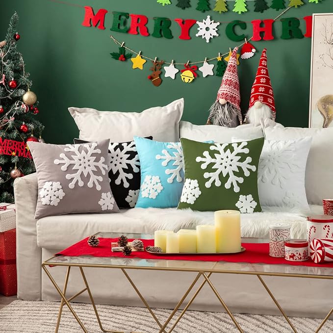 MIULEE Pack of 2 Christmas Decorative Snowflake Throw Pillow Covers Canvas - Image 5