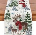 Artscope Reindeer Snowman Christmas Tree Table Runner, Xmas Winter Snowflakes by Artscope