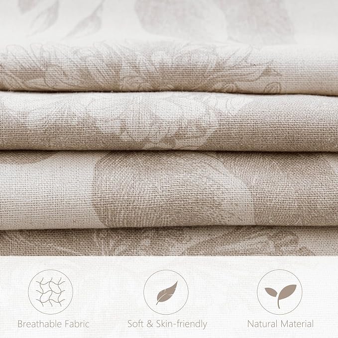 Foindtower Set of 2 Linen Floral Vintage Throw Pillow Covers Neutral Accent - Image 2