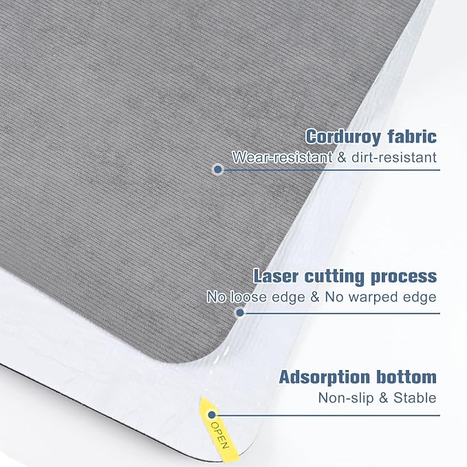Corduroy Office Chair Mat for Hardwood Floor, Large Anti-Slip Backing Low-Pile - Image 2