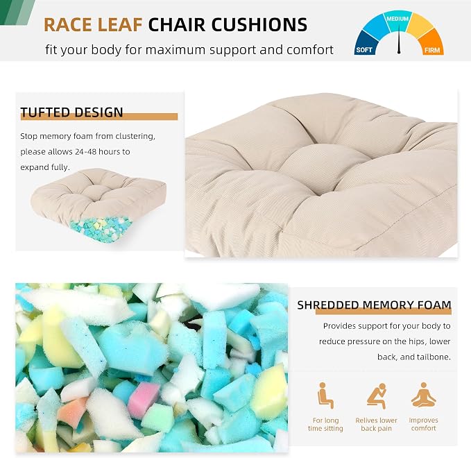 RACE LEAF 17" x 17" Patio Chair Cushions Khaki - Image 3