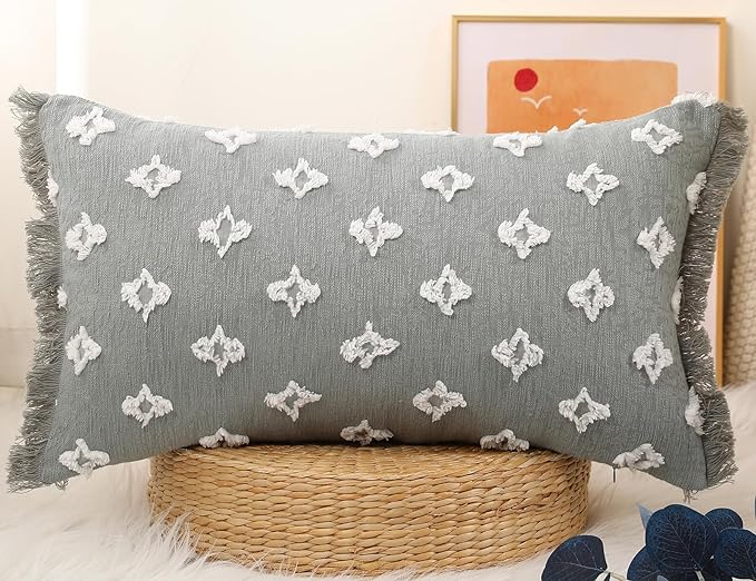 Boho Long Lumbar Pillow Cover 16x24 by DRNOU