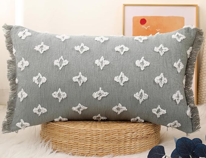Boho Long Lumbar Pillow Cover 14x22 by DRNOU