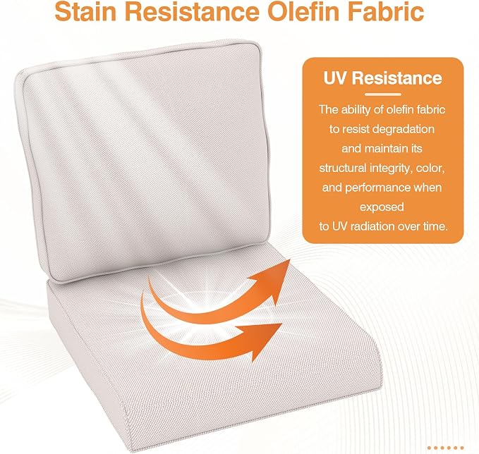 Outdoor Chair Cushions 23" x 24" x 4", Patio Deep Seat Replacement Cushions Set - Image 7
