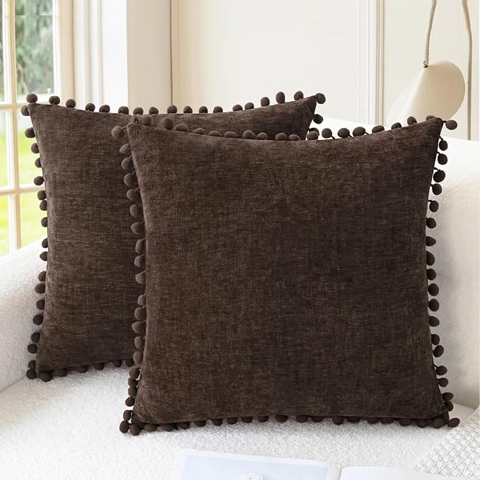 CaliTime Throw Pillow Covers Decorative 16 X 16 Inches Pack of 2 Cozy Solid by CaliTime