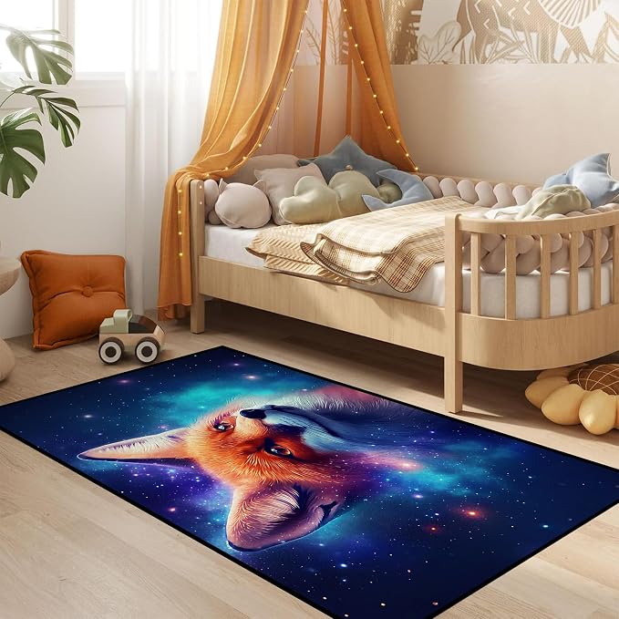 Galaxy Fox Rug 3D Cute Foxes Area Rugs - Image 7