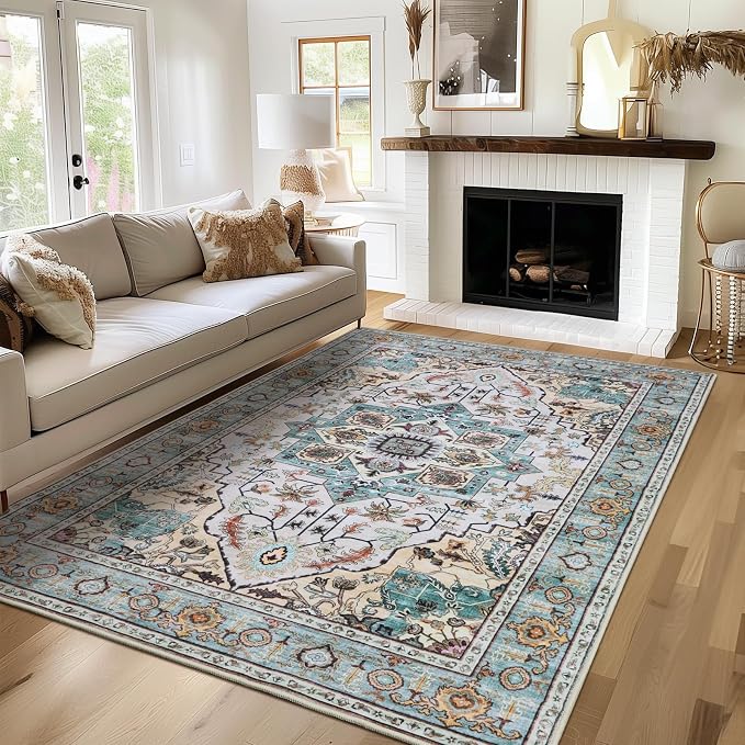 WILLSUN Washable Area Rugs, 4x6 Non-Slip Boho Large Area Rugs - Image 2