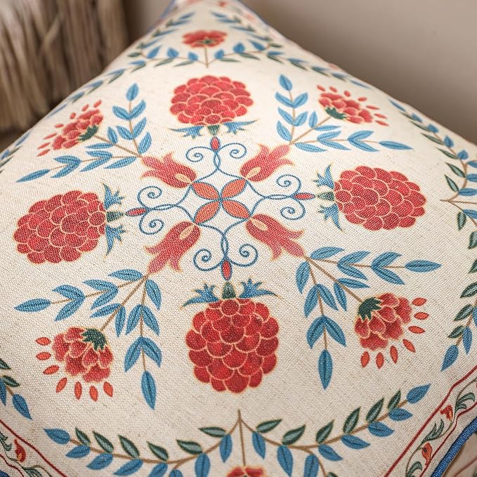 patdrea Designer Throw Pillow Covers, Lumbar Brilliant Vintage Red Tropical - Image 7