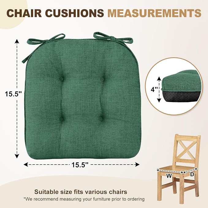 downluxe Indoor Chair Cushions for Dining Chairs, Tufted Overstuffed Textured - Image 2