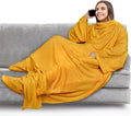 PAVILIA Fleece Blanket with Sleeves, Foot Pockets by PAVILIA