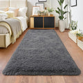 Deep Grey Runner Rug for Hallway, Bedroom Bedside Plush Rugs, Non Slip Fluffy by Isdook