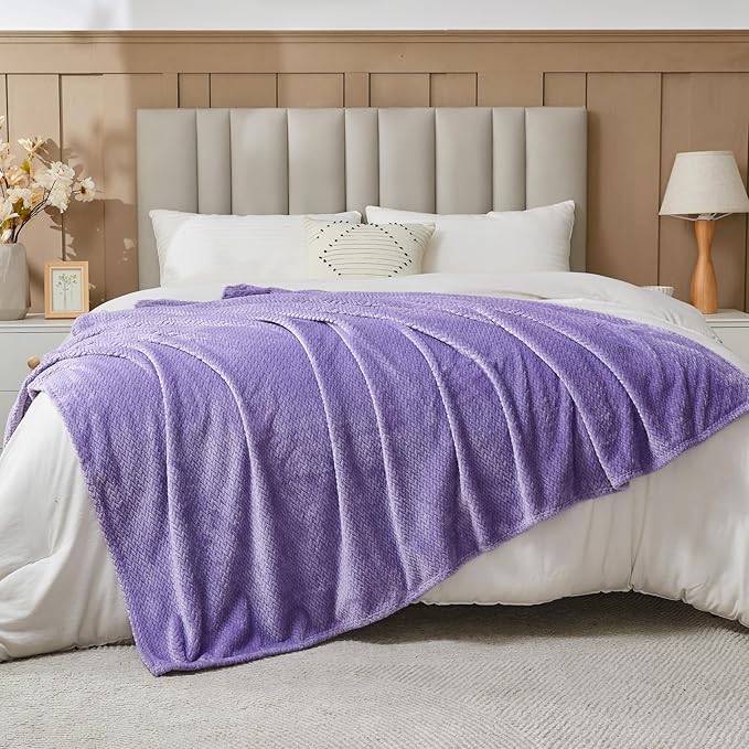 NEWCOSPLAY Super Soft King Blanket Lavender Premium Silky Flannel Fleece Leaves - Image 7