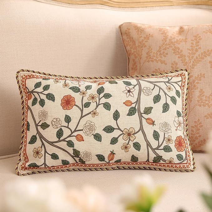 ISAENNE Design Linen Classic Throw Pillow Covers 12"x20" Pack of 2, French - Image 2