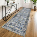 KUTA Vintage Washable Runner Rug, 2.6x8 Blue Grey Beige Runners by KUTA