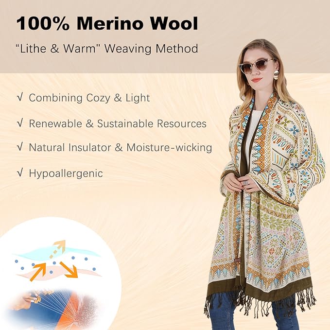 DANA XU 100% Merino Wool Pashmina Shawl - Image 4