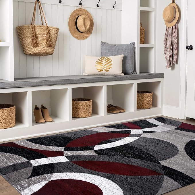 Rugshop Red Modern Geometric Indoor Medium Area Rug, Overlapping Circle Pattern - Image 9