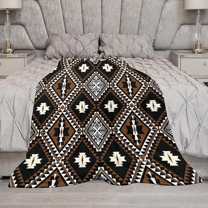 Rustic Western Throw Blanket, Southwestern Bohemian Ethnic Style Native Aztec - Image 7