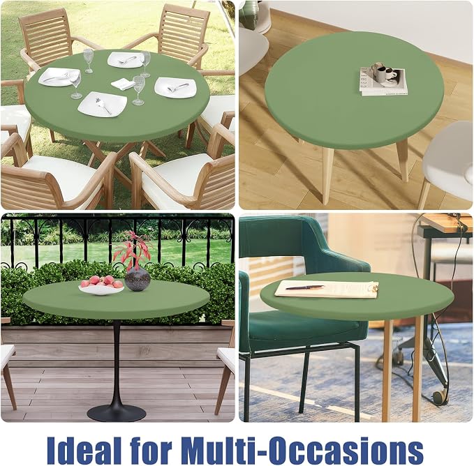 Round Spandex Tablecloth, Elastic Fitted Waterproof Tablecloths - Image 9