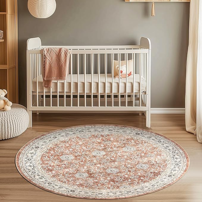 jinchan Round Rug 4ft Washable Circle Soft Rug - Image 3