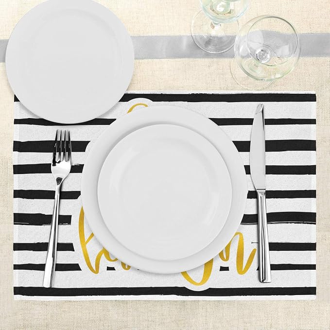 Ambesonne Live Laugh Love Place Mats Set of 4, Romantic Design Hand Drawn - Image 3