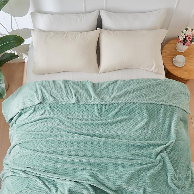 NEWCOSPLAY Super Soft Twin Blanket New Sage Green Premium Silky Flannel Fleece - Image 8