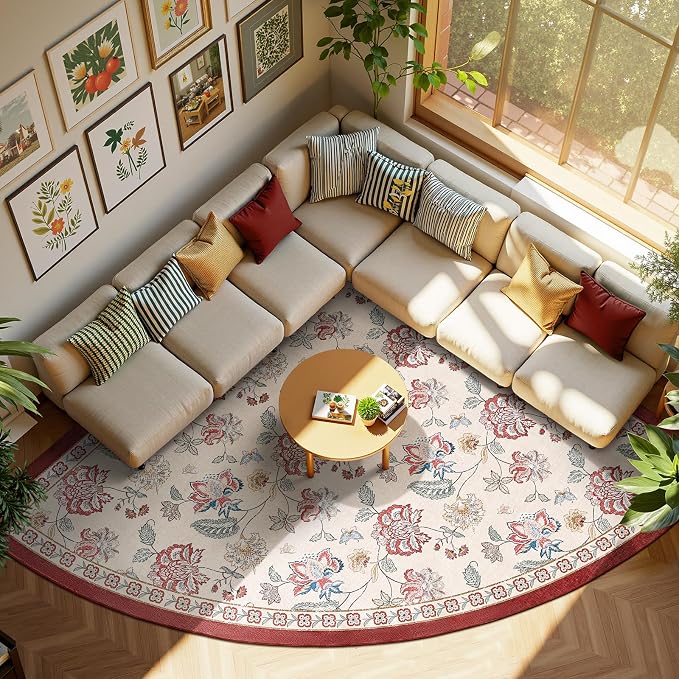 jinchan Elora Floral Corner Rug by JINCHAN