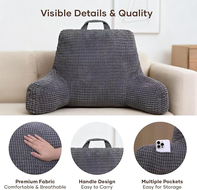 NOONTIDE Reading Pillow with Top Handle, Uniquely Designed Soft Fabric - Image 5