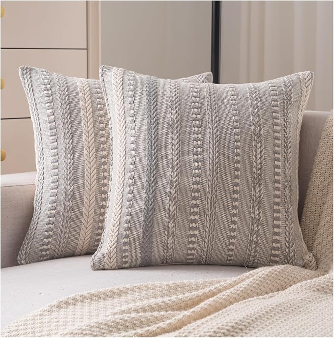 Boho Throw Pillow Covers 20x20 Inch Set of 2, Farmhouse Decorative Couch Pillow by Cethom