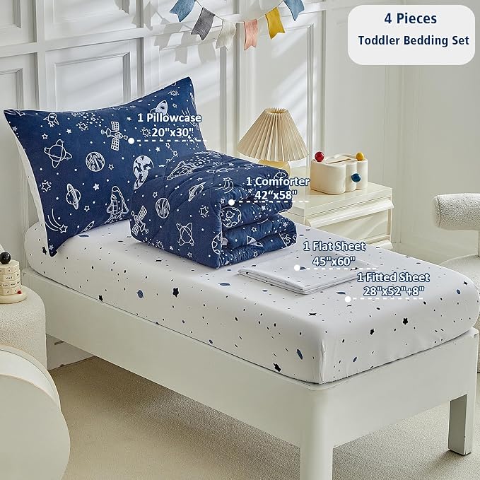 DuShow Navy Blue Toddler Bedding Set - Image 3