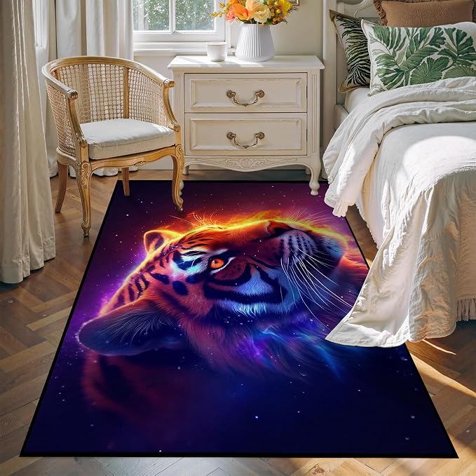 Galaxy Tiger Rug Large 3D Fierce Tigers Area Rugs by CERYUEE