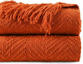 BATTILO HOME Burnt Orange Throw Blanket by BATTILOHOME