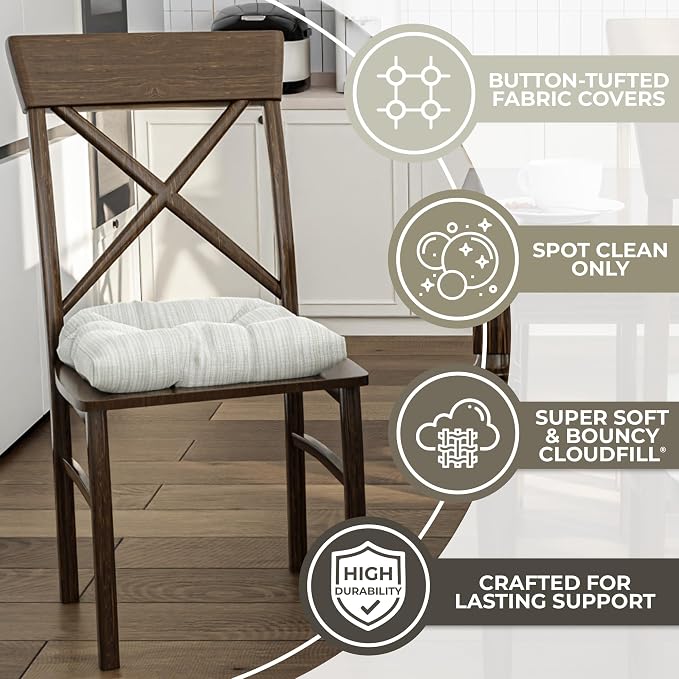 Klear Vu Gripper Overstuffed Universal Non-Slip Dining Chair Cushions - Image 2