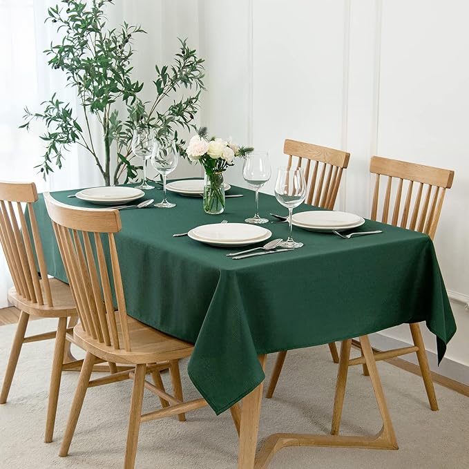 maxmill Square Tablecloth Slubby Texture Stain Resistant Waterproof Wrinkle - Image 2