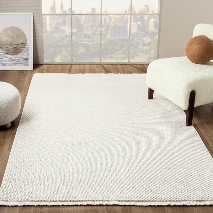 LUXE WEAVERS Stella Collection 246 Cream 8x10 Modern Abstract Area Rug by LuxeWeavers