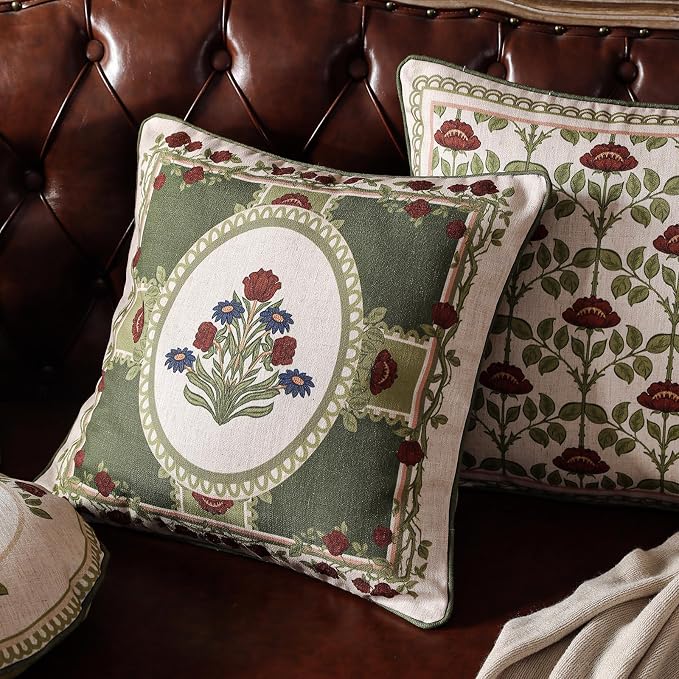 ISAENNE Design Linen Square Throw Pillow Covers 18"x18" Pack of 2, Living Room - Image 4