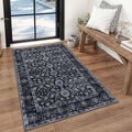 KUTA 3x5 Rugs for Entryway, Vintage Floral Area Rug Washable Non-Slip Black by KUTA