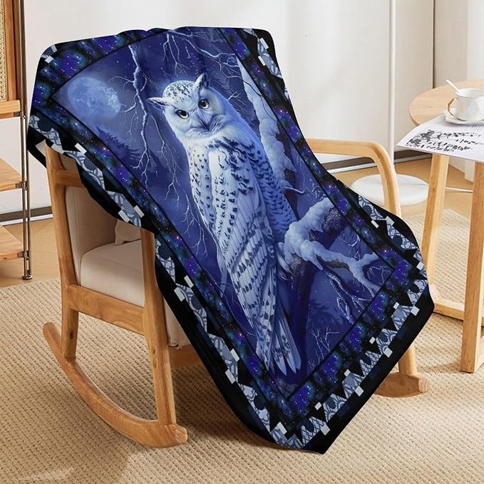 Owl Night Throw Blanket Owls Moon Print Blankets Gifts - Image 4