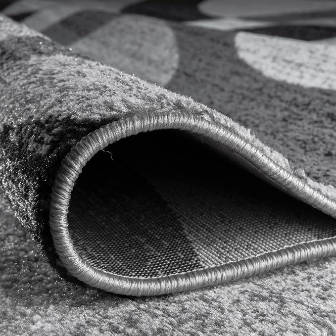 Rugshop Gray Modern Geometric Runner Rug, Abstract Circles, High-Traffic - Image 4