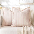 MIULEE Pack of 2 Pink Pillow Covers 24x24 Inch Striped Farmhouse Couch Throw by MIULEE